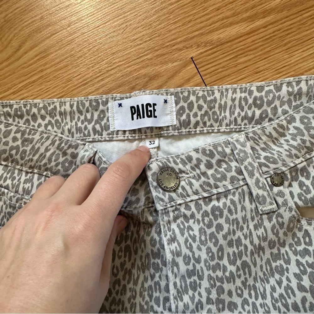 Paige verdugo ultra skinny cheetah animal print gray denim jeans size 32 cotton - Picture 2 of 8